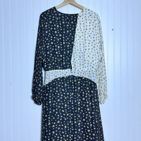 ELIE TAHARI Floral Print Silk Midi-Dress V-Neck Lined Size Large - Picture 14 of 17